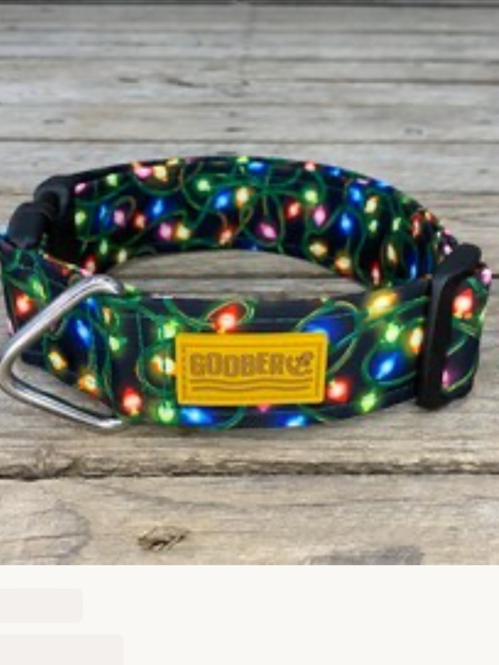 Christmas Lights Dog Collar with Colorful Light Print size medium 1” by 11-16”